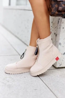 Boto Botki Damskie Na Platformie Beżowe Charlee