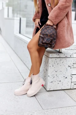 Boto Botki Damskie Na Platformie Beżowe Charlee