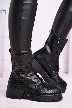 Hot Boto Botki Damskie Na Platformie Grunge Czarne Don't Stop