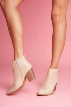 Damskie Boto Botki Damskie Na Słupku Beżowe Elaine