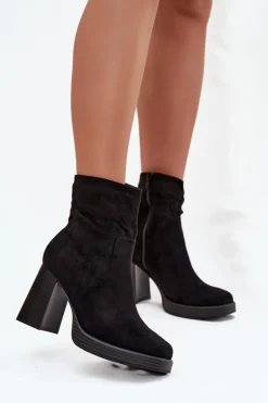 Damskie Boto Botki Damskie Na Słupku Czarne Pavinne
