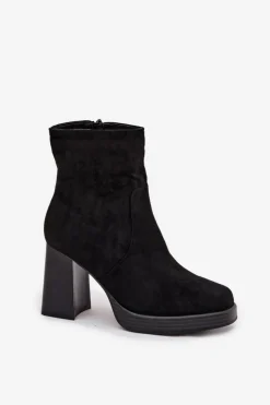 Damskie Boto Botki Damskie Na Słupku Czarne Pavinne