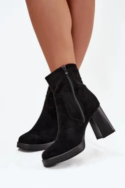 Damskie Boto Botki Damskie Na Słupku Czarne Pavinne