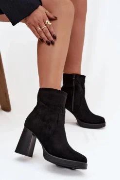 Damskie Boto Botki Damskie Na Słupku Czarne Pavinne