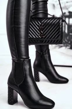 Boto Botki Na Słupku|Czarne Botki*Botki Damskie Na Słupku Czarne In Your Eyes