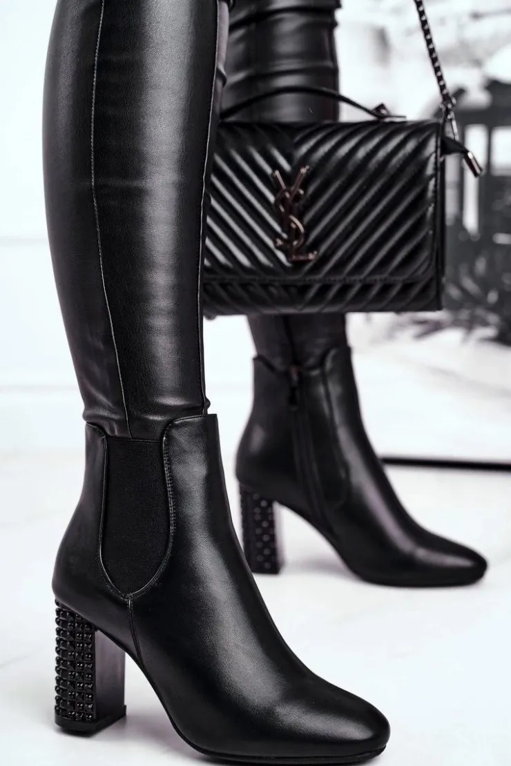 Boto Botki Na Słupku|Czarne Botki*Botki Damskie Na Słupku Czarne In Your Eyes