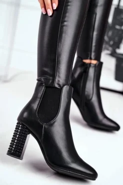 Boto Botki Na Słupku|Czarne Botki*Botki Damskie Na Słupku Czarne In Your Eyes