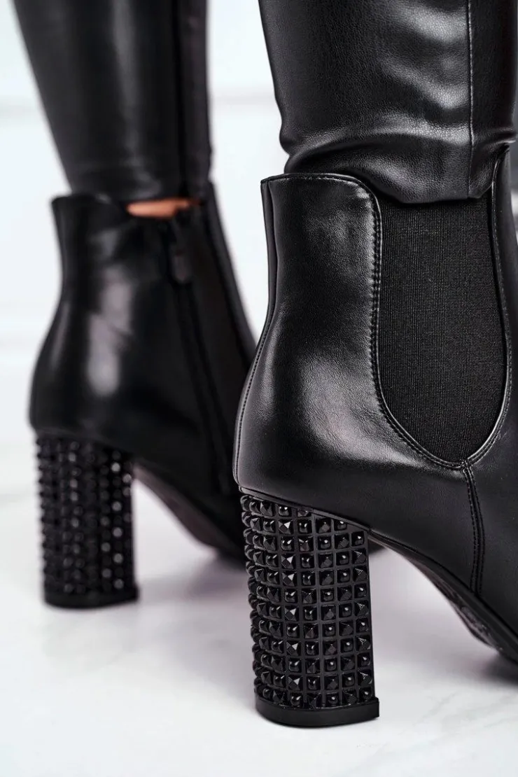 Boto Botki Na Słupku|Czarne Botki*Botki Damskie Na Słupku Czarne In Your Eyes