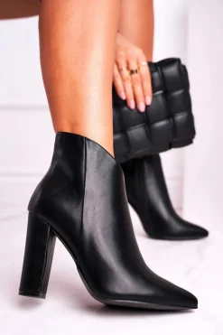 New Boto Botki Damskie Na Słupku Czarne Rise Up