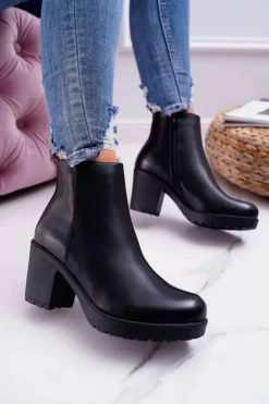 Boto Botki Na Słupku|Botki Na Obcasie*Botki Damskie Na Słupku Czarne Veba