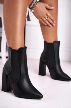 Damskie Boto Botki Damskie Na Słupku Czarne Good Vibes