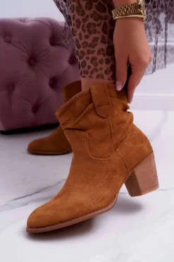 Boto Botki Na Słupku|Botki Zimowe Damskie*Botki Damskie Na Słupku Kowbojki Camel Maverick