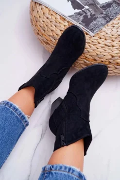 Sale Boto Botki Damskie Na Słupku Kowbojki Czarne Nutriso