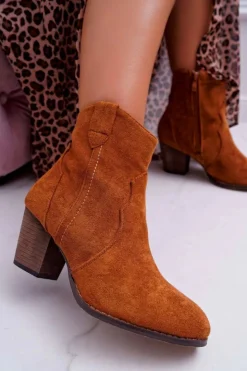 Sale Boto Botki Damskie Na Słupku Kowbojki Camel Nutriso