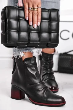 Hot Maciejka Botki Damskie Na Słupku Czarne 04757-01