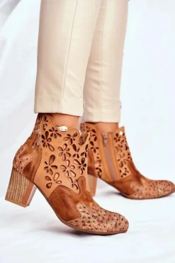 Maciejka Botki Wiosenne|Botki Maciejka*Botki Damskie Na Słupku Wiosenne Rude 04369-29