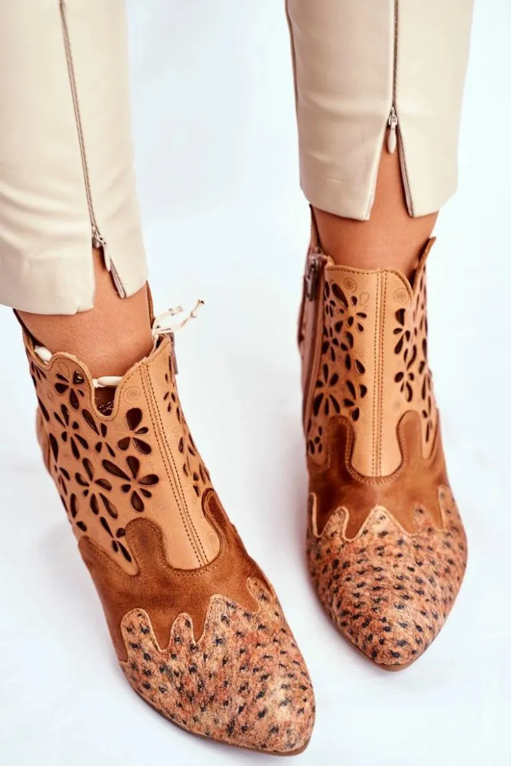 Maciejka Botki Wiosenne|Botki Maciejka*Botki Damskie Na Słupku Wiosenne Rude 04369-29