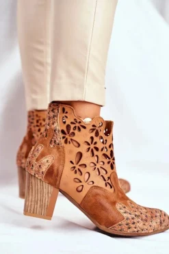 Maciejka Botki Wiosenne|Botki Maciejka*Botki Damskie Na Słupku Wiosenne Rude 04369-29