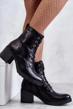 Damskie Buty damskie Vinceza Botki Damskie Na Słupku Ocieplane Czarne Dunaff