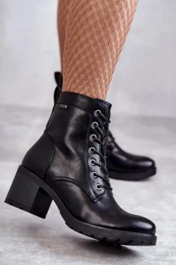 Damskie Buty damskie Vinceza Botki Damskie Na Słupku Ocieplane Czarne Dunaff