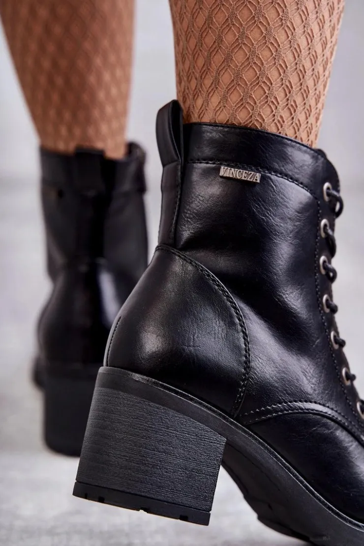 Damskie Buty damskie Vinceza Botki Damskie Na Słupku Ocieplane Czarne Dunaff