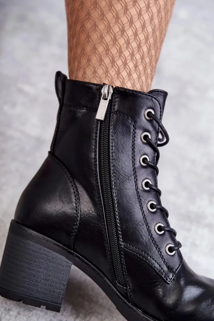 Damskie Buty damskie Vinceza Botki Damskie Na Słupku Ocieplane Czarne Dunaff