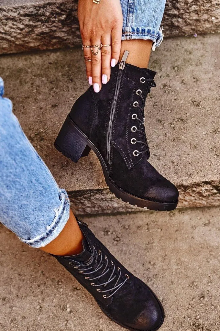 Damskie Buty damskie Vinceza Botki Damskie Na Słupku Ocieplane Czarne Vertigo