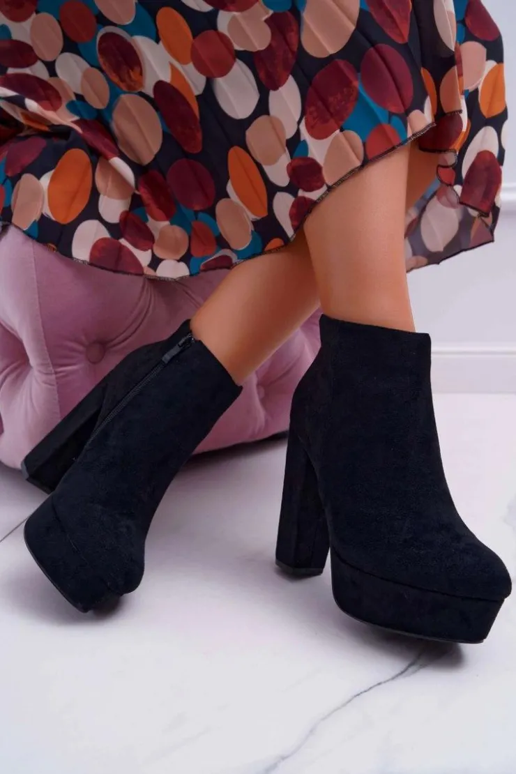 Boto Botki Na Słupku|Brązowe I Beżowe Botki*Botki Damskie na Słupku Platformie Zamszowe Czarne Celinne