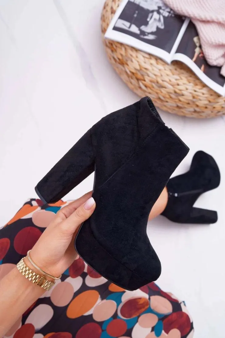 Boto Botki Na Słupku|Brązowe I Beżowe Botki*Botki Damskie na Słupku Platformie Zamszowe Czarne Celinne