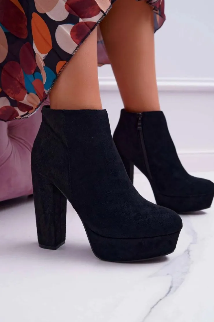 Boto Botki Na Słupku|Brązowe I Beżowe Botki*Botki Damskie na Słupku Platformie Zamszowe Czarne Celinne