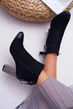 Buty damskie Vinceza Botki Na Słupku|Botki Zimowe Damskie*Botki Damskie Na Słupku Rock Suwak Czarne Stein