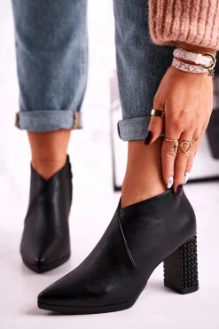 Online Buty Sergio Leone Botki damskie na słupku Sergio Leone czarne BT497