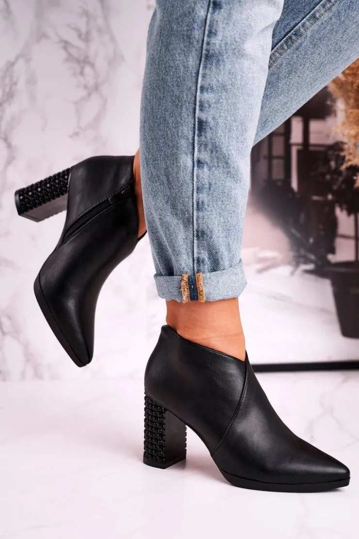 Online Buty Sergio Leone Botki damskie na słupku Sergio Leone czarne BT497