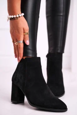 Buty Sergio Leone Botki Na Słupku|Czarne Botki*Botki Damskie Na Słupku Sergio Leone Czarne BT508