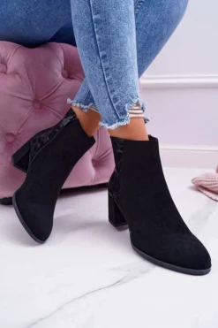 Buty Sergio Leone Botki Na Słupku|Botki Zimowe Damskie*Botki Damskie Na Słupku Sergio Leone Czarne BT521