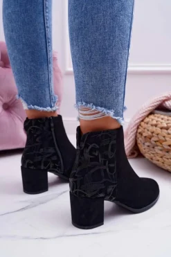 Buty Sergio Leone Botki Na Słupku|Botki Zimowe Damskie*Botki Damskie Na Słupku Sergio Leone Czarne BT521