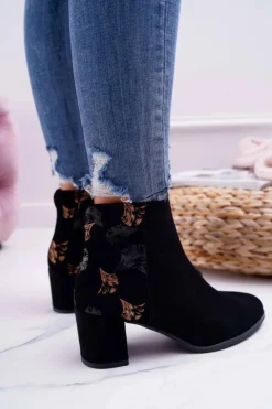 Damskie Buty Sergio Leone Botki Damskie Na Słupku Sergio Leone Czarne Beż BT521