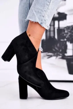 New Buty Sergio Leone Botki Damskie Na Słupku Sergio Leone Czarne BT498