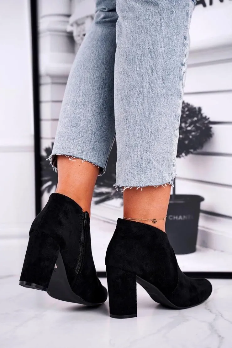 New Buty Sergio Leone Botki Damskie Na Słupku Sergio Leone Czarne BT498