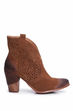 Damskie Boto Botki Damskie Na Słupku Skórzane Welurowe Kowbojki Exquisite Brązowe 1170