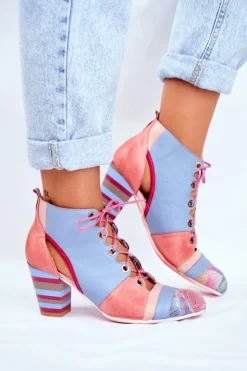 Damskie Maciejka Botki Damskie Na Słupku Skórzane Wiosenne 03938-15