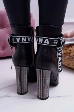 Hot Boto Botki Damskie Na Słupku W Szpic Czarne Macada