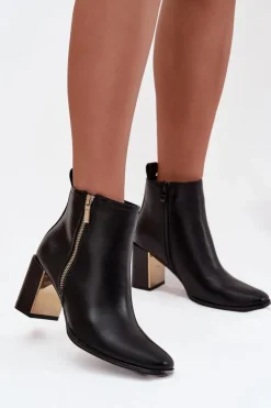 Damskie Boto Botki Damskie Na Słupku Z Eko Skóry Czarne Camilyn