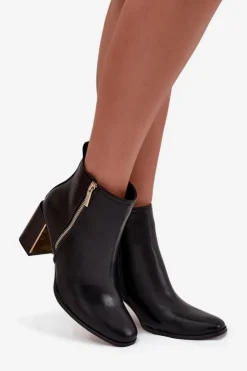 Damskie Boto Botki Damskie Na Słupku Z Eko Skóry Czarne Camilyn