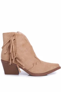 Boto Botki Wiosenne|Botki Na Słupku*Botki Damskie Na Słupku Z Frędzlami Kowbojki Beżowe Sibi