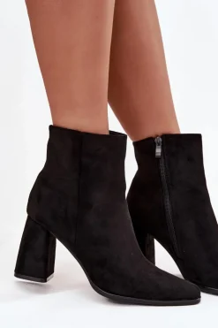 Boto Botki Na Słupku|Botki Na Obcasie*Botki Damskie Na Słupku Z Eko Zamszu Czarne Inessa Czarny