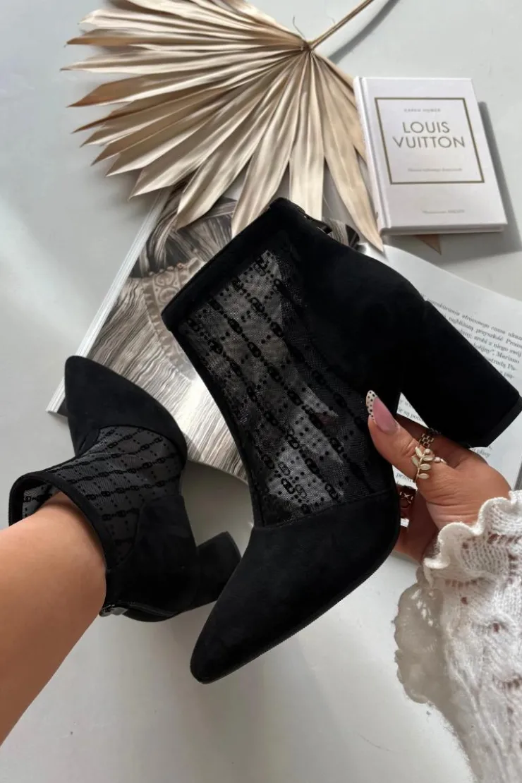 Discount D&A Botki Damskie Na Słupku Z Siateczką LZ52-944 Czarne