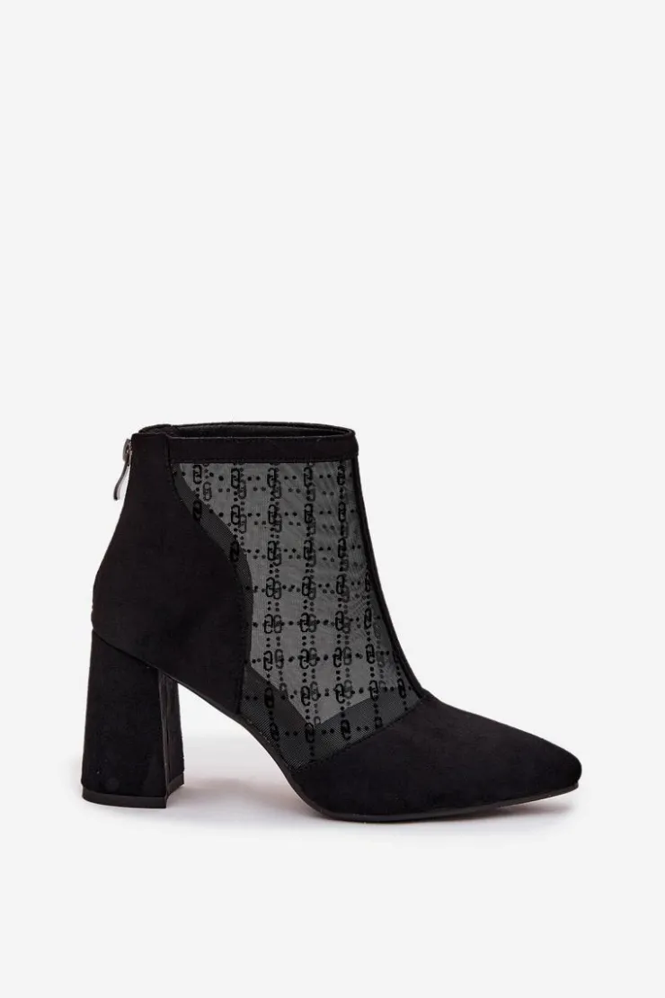 Discount D&A Botki Damskie Na Słupku Z Siateczką LZ52-944 Czarne
