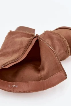 Boto Botki Na Słupku|Botki Na Obcasie*Botki Damskie Na Słupku Z Wywiniętą Cholewką Jasnobrązowe Idalia Brązowy