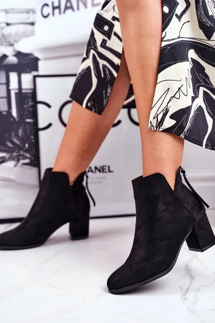 New Buty damskie Vinceza Botki Damskie Na Słupku Zamszowe Czarne Mimosa